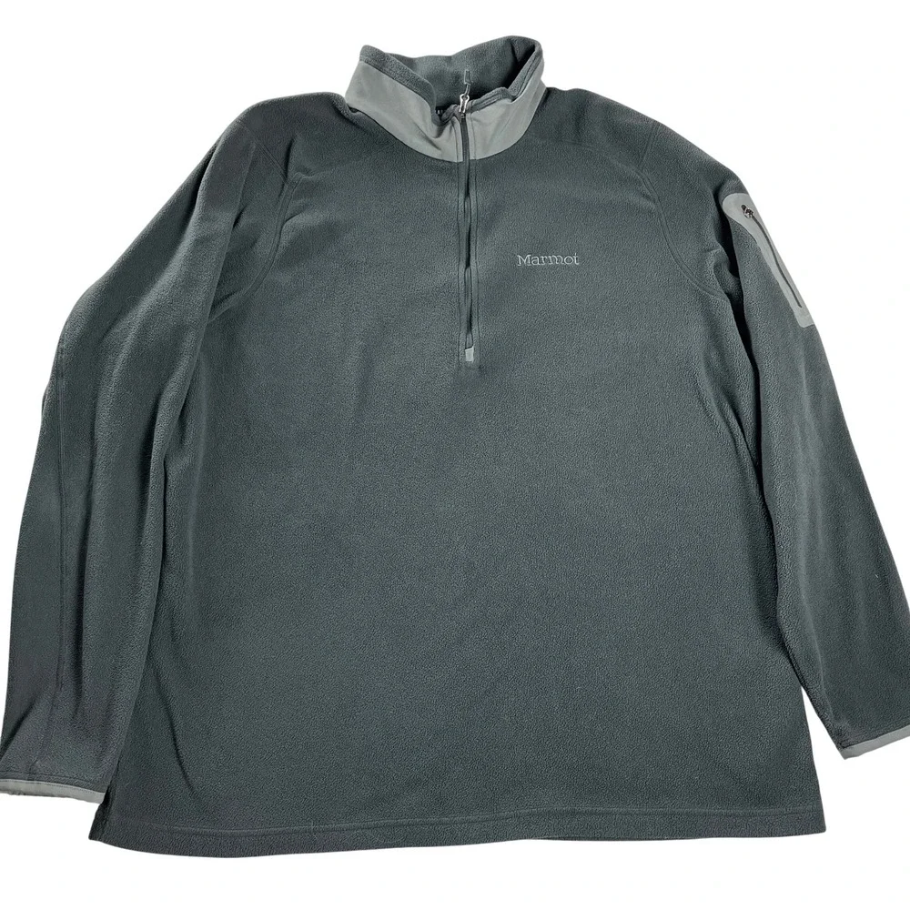 Marmot‎ Polartec Fleece Pullover Gray Quarter Zip Relaxed Outdoor XXL